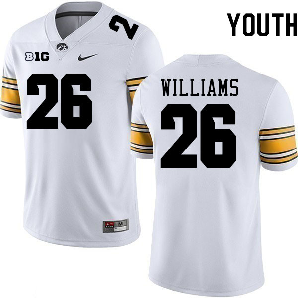 Youth #26 Xavier Williams Iowa Hawkeyes College Football Jerseys Stitched-White